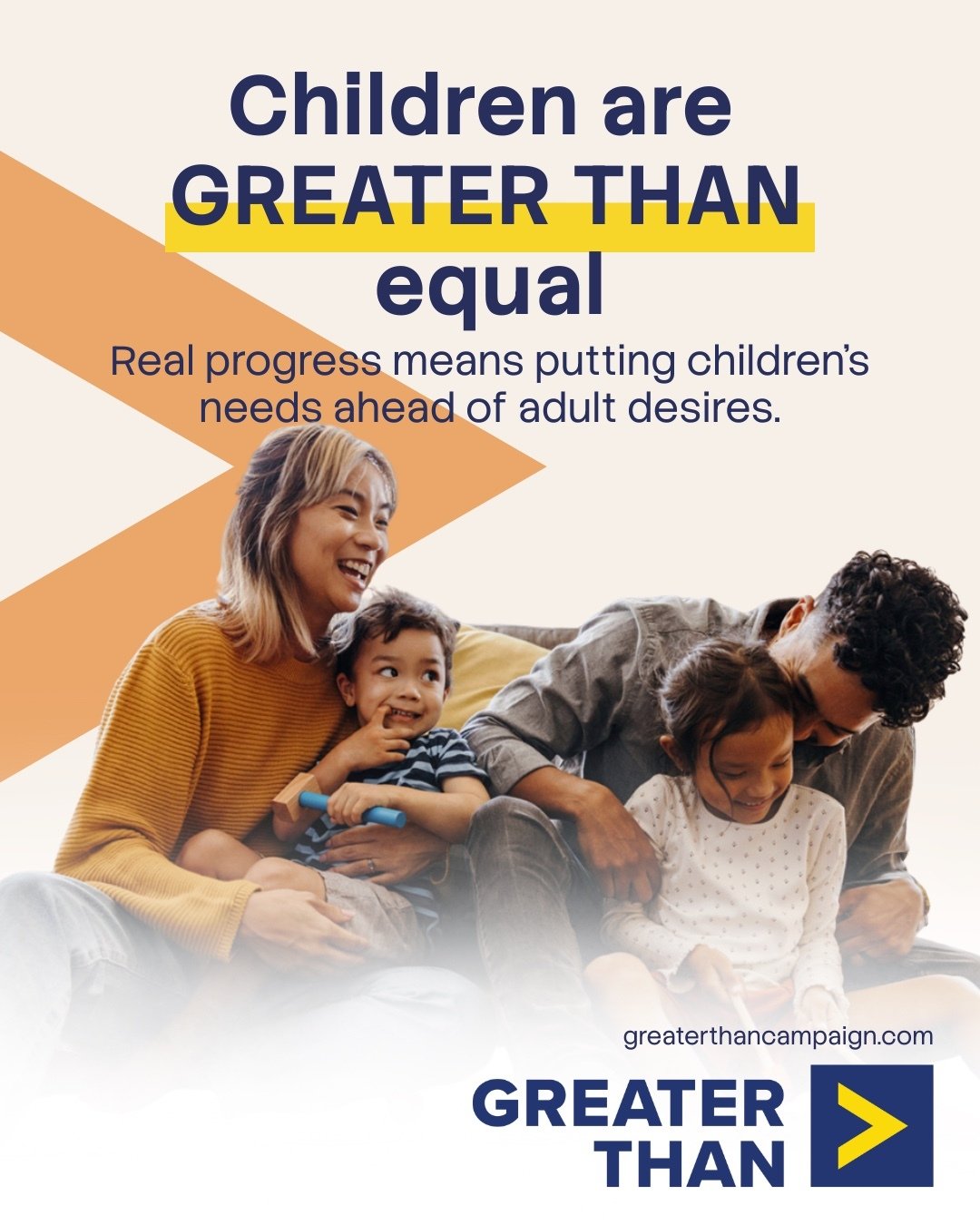 Children are Greater Than Equal featuring family with children
